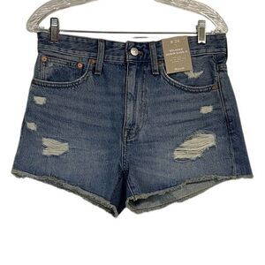 Womens Madewell Jean Shorts Relaxed Denim Cut Off Raw Hem Distressed Size 26 NWT